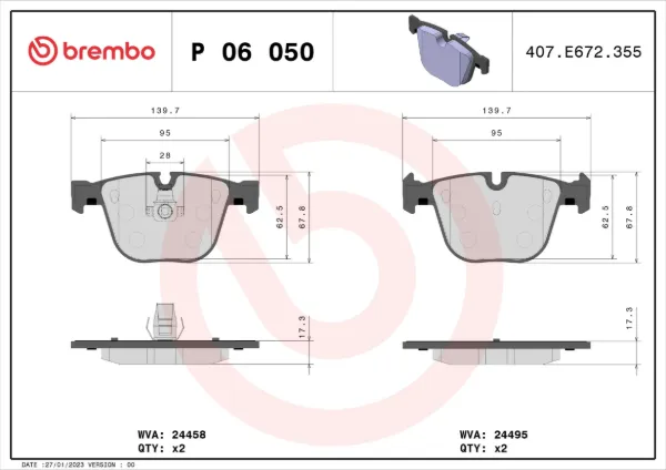 Pastillas de freno traseras P06050 Brembo