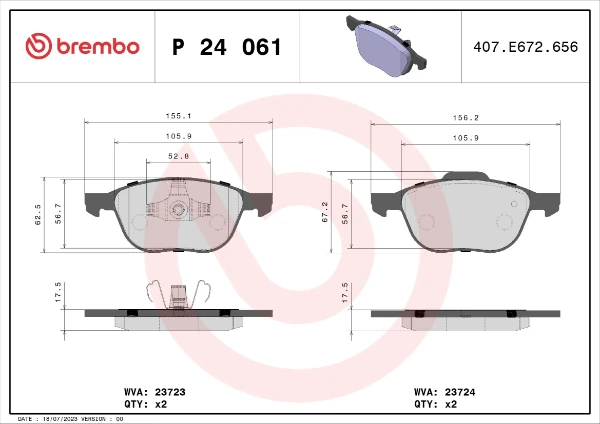 P24061 Brembo pastillas de freno delanteras