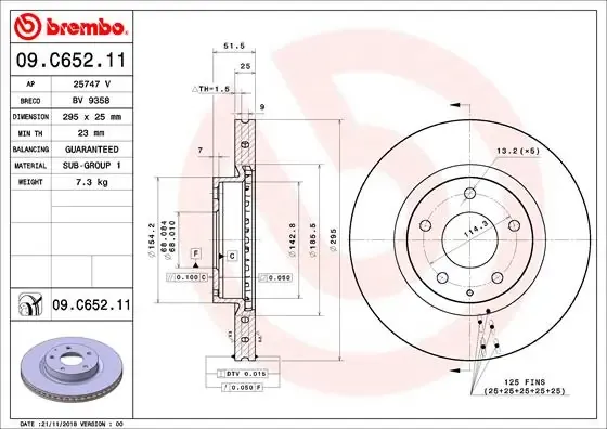 Disco de freno 09C65211 Brembo