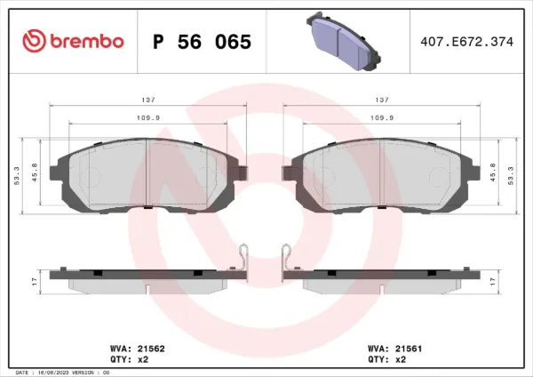 Pastillas de freno P56065 Brembo