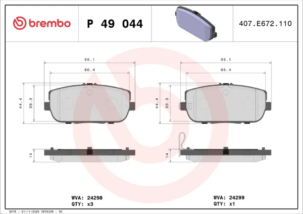 Pastillas de freno traseras P49044 Brembo