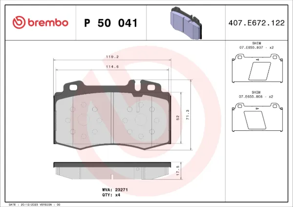 Pastillas de freno P50041 Brembo