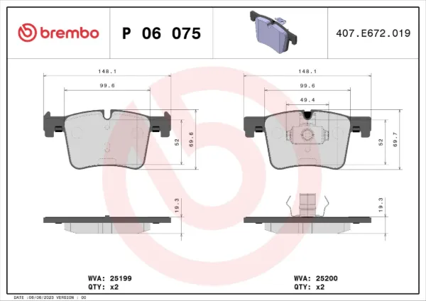 Pastillas de freno P06075 Brembo