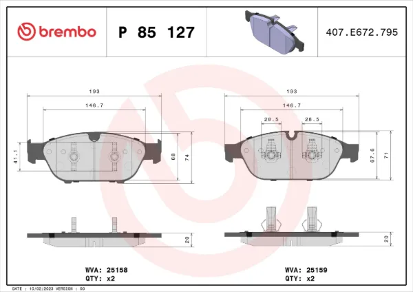 Pastillas de freno P85127 Brembo