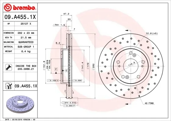 Disco de freno 09A4551X Brembo