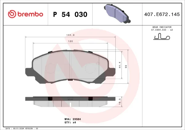 Pastillas de freno P54030 Brembo