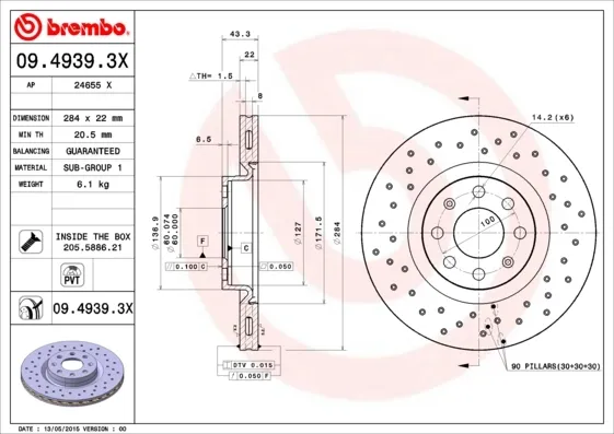 Disco de freno 0949393X Brembo