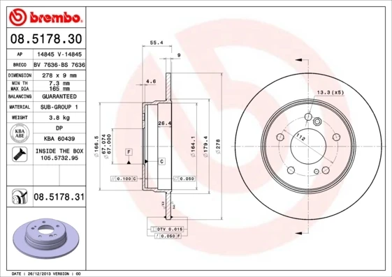 08.5178.31 Brembo disco de freno trasero