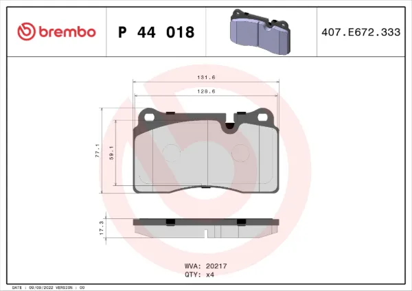 Pastillas de freno P44018 Brembo