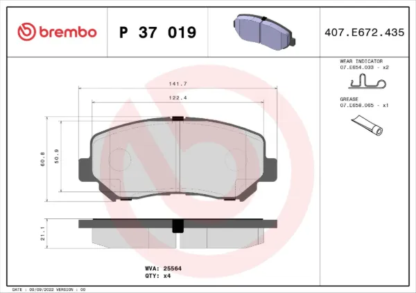 Pastillas de freno P37019 Brembo
