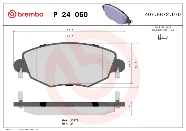 Pastillas de freno P24060 Brembo