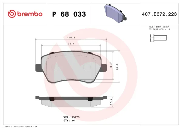 Pastillas de freno P68033 Brembo