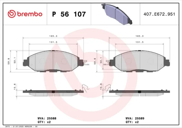 Pastillas de freno P56107 Brembo