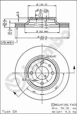 Disco de freno 09530710 Brembo