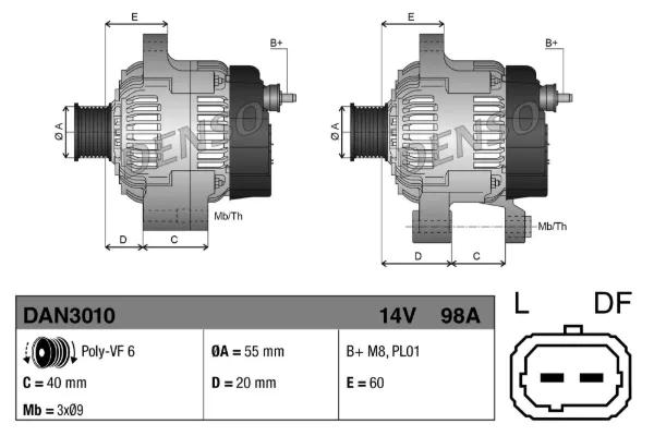 Alternador DAN3010 Denso