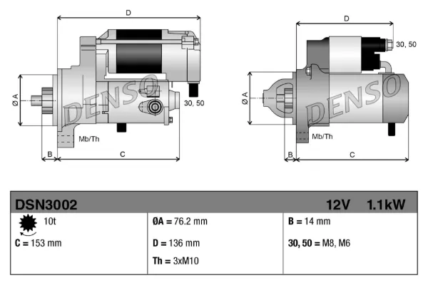 Motor de arranque DSN3002 Denso