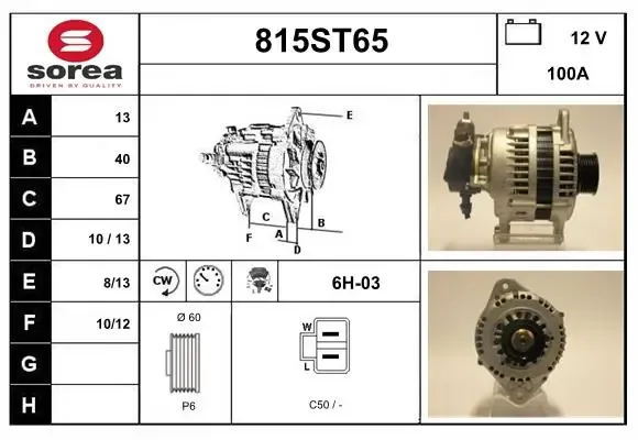 Alternador 815ST65 Startcar