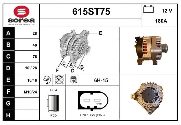 Alternador 615ST75 Startcar