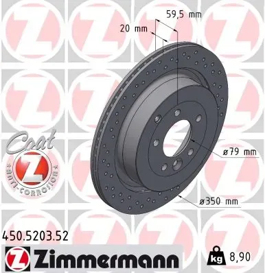Disco de freno trasero 450520352 Zimmermann