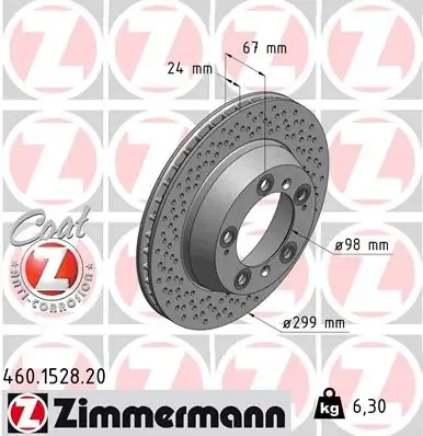 Disco de freno trasero 460152820 Zimmermann