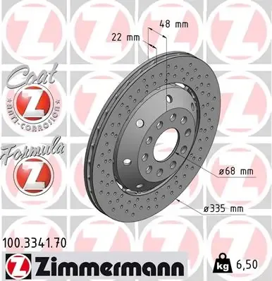 Disco de freno trasero ZIMMERMANN 100334170