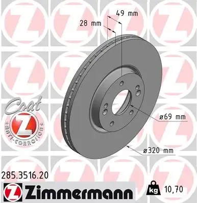 Disco de freno 285351620 Zimmermann