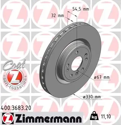 Disco de freno 400368320 Zimmermann
