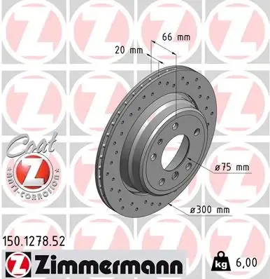 Disco de freno trasero 150127852 Zimmermann