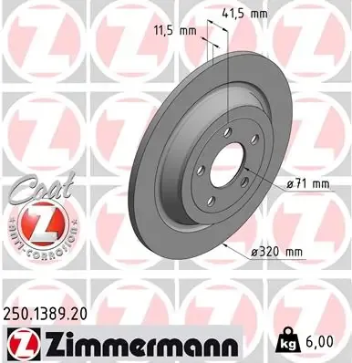 Disco de freno trasero 250138920 Zimmermann