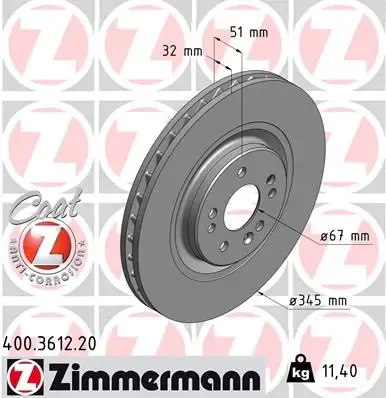 Disco de freno 400361220 Zimmermann