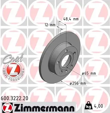 Disco de freno trasero 600322220 Zimmermann