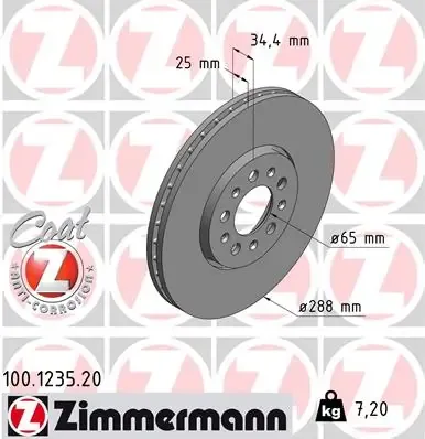 Disco de freno 100123520 Zimmermann