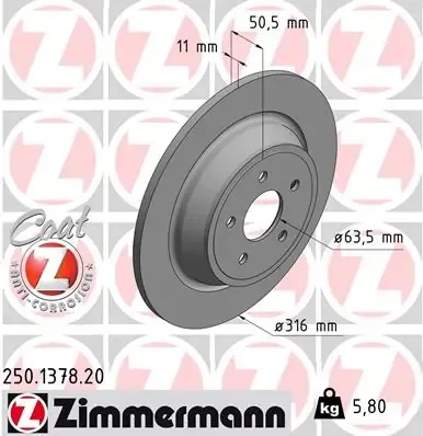 Disco de freno trasero 250137820 Zimmermann
