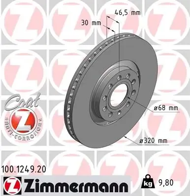 Disco de freno 100124920 Zimmermann