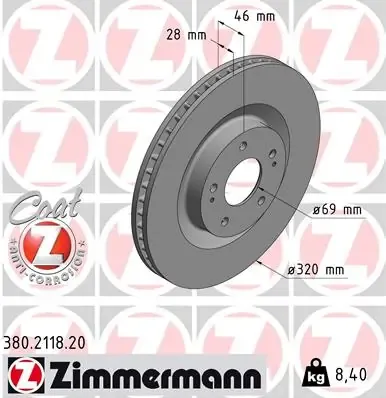 Disco de freno 380211820 Zimmermann