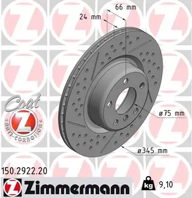 Disco de freno trasero 150292220 Zimmermann