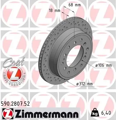 Disco de freno trasero 590280752 Zimmermann
