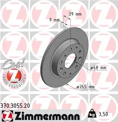 Disco de freno trasero 370305520 Zimmermann