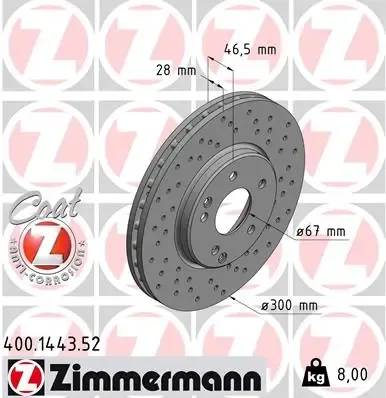 Disco de freno 400144352 Zimmermann