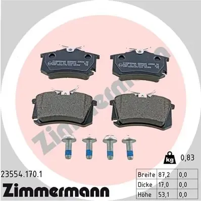 Pastillas de freno traseras 235541701 Zimmermann
