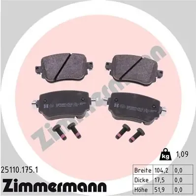Pastillas de freno traseras 251101751 Zimmermann