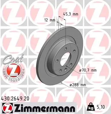 Disco de freno trasero 430264920 Zimmermann