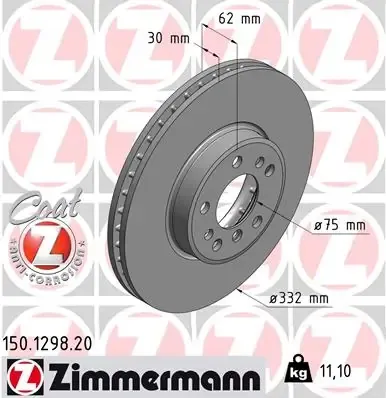 Disco de freno 150129820 Zimmermann