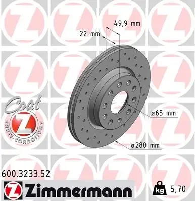 Disco de freno 600323352 Zimmermann