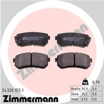 Pastillas de freno traseras 243201551 Zimmermann