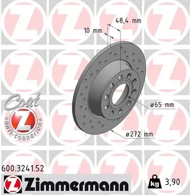 Disco de freno trasero 600324152 Zimmermann