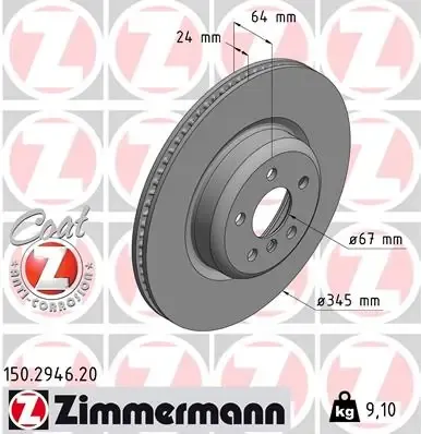 Disco de freno trasero 150294620 Zimmermann