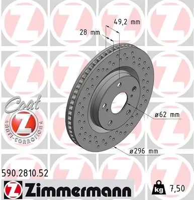 Disco de freno 590281052 Zimmermann