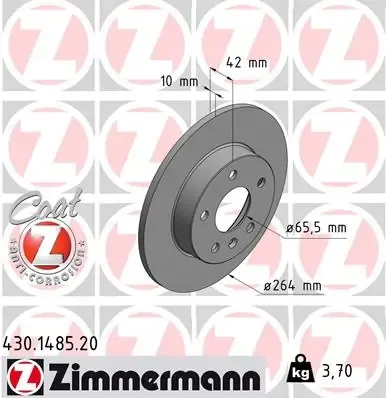 Disco de freno trasero 430148520 Zimmermann