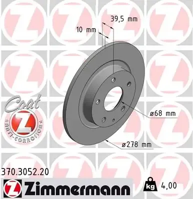 Disco de freno trasero 370305220 Zimmermann